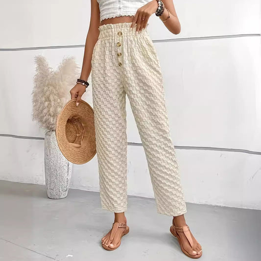 Women Trousers Apricot Polyester | Urban Chic-1
