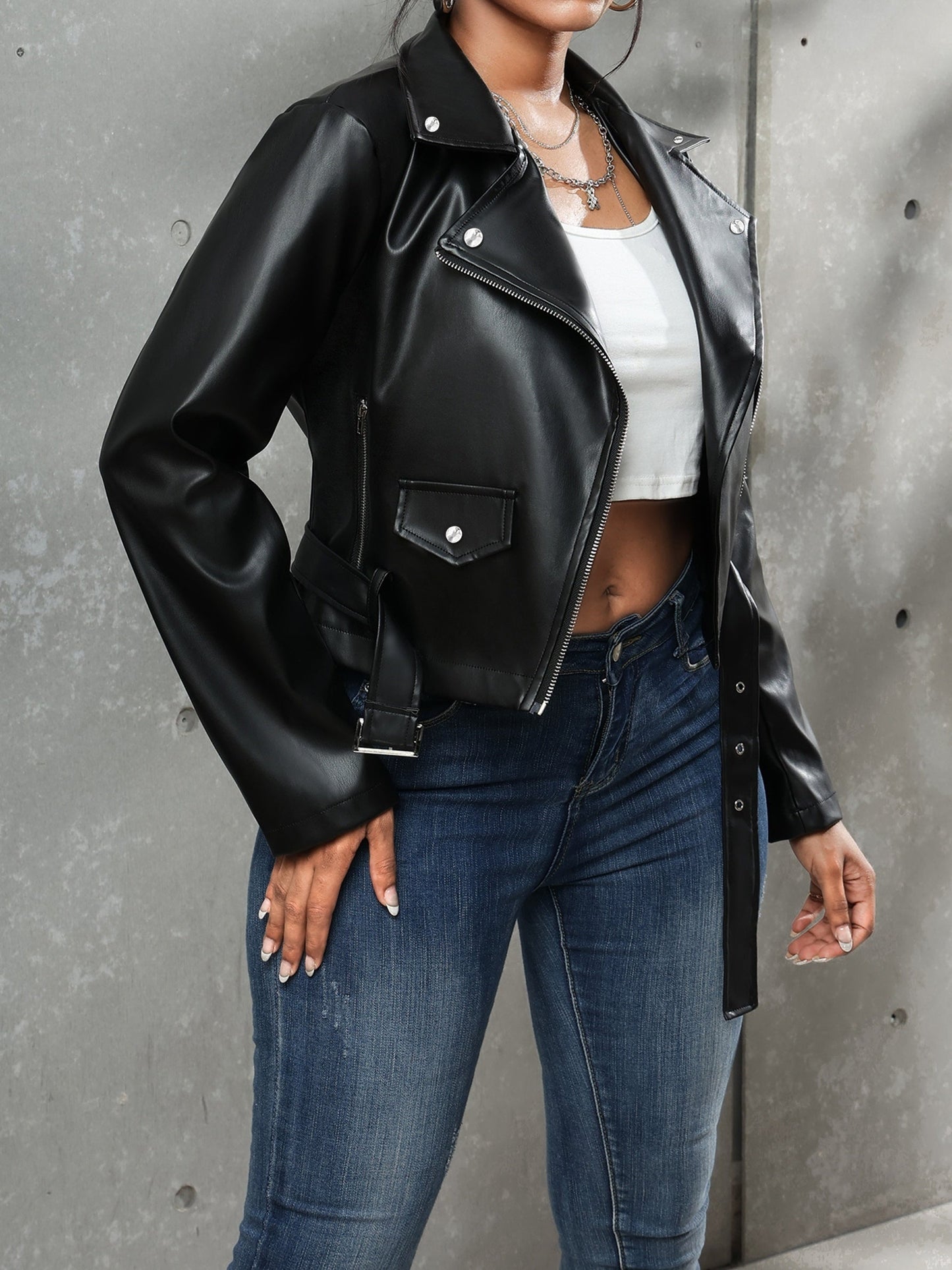 Women's Belted Moto Jacket | Chin