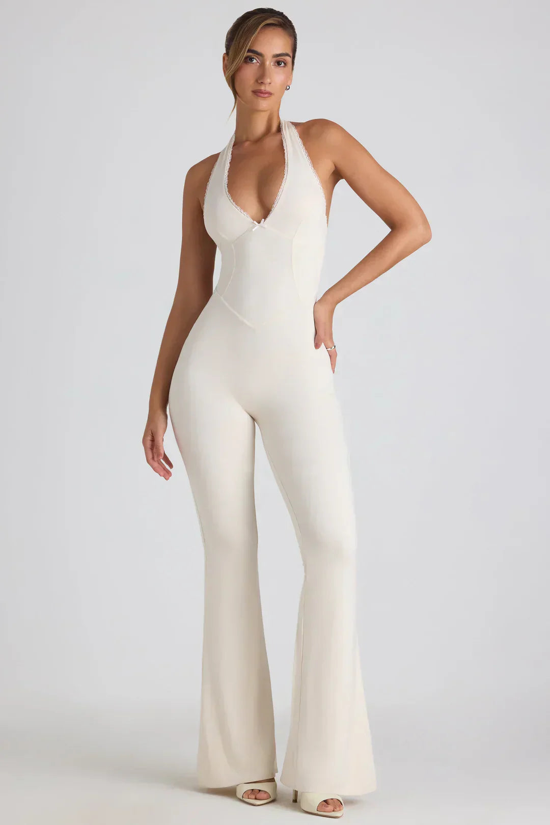 Women Flared Jumpsuit Black Soft Fabric | Selena 1