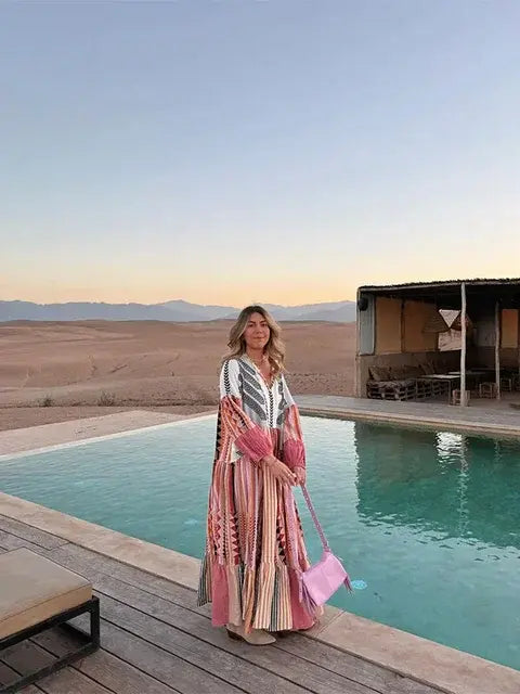 Women Beach Robe Multi-Color Polyester | Summer Breeze-1