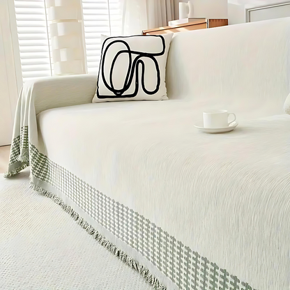 Sofa Cover Beige Chenille Cotton | Rustic Charm 6