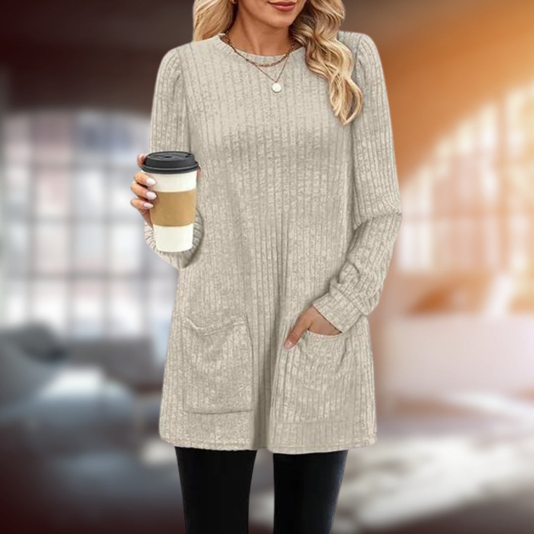Women Cozy Ribbed Tunic Sweater | Joselin