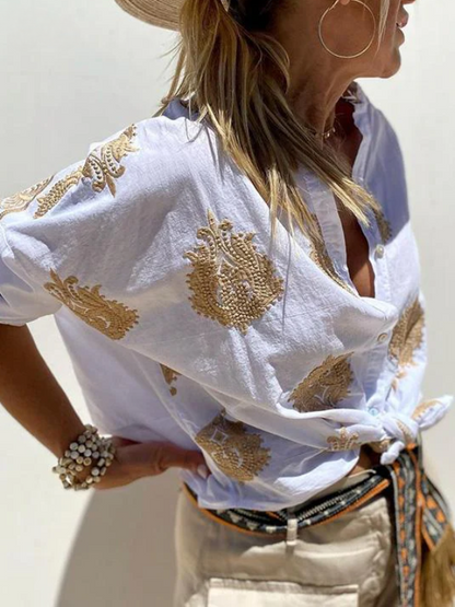 Embroidered Button-Up Shirt | Aimee