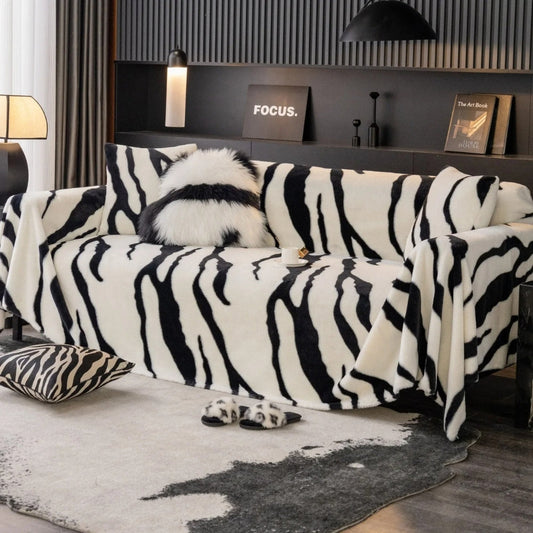 Sofa Cover Zebra Print Fleece | Wild Elegance 1