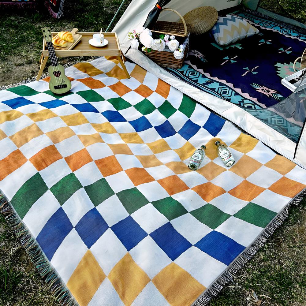 Home Blanket Multicolor Polycotton | Cozy Checkerboard Design 3