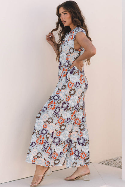 Women Wide Leg Jumpsuit Floral Polyester | Summer Breeze-3