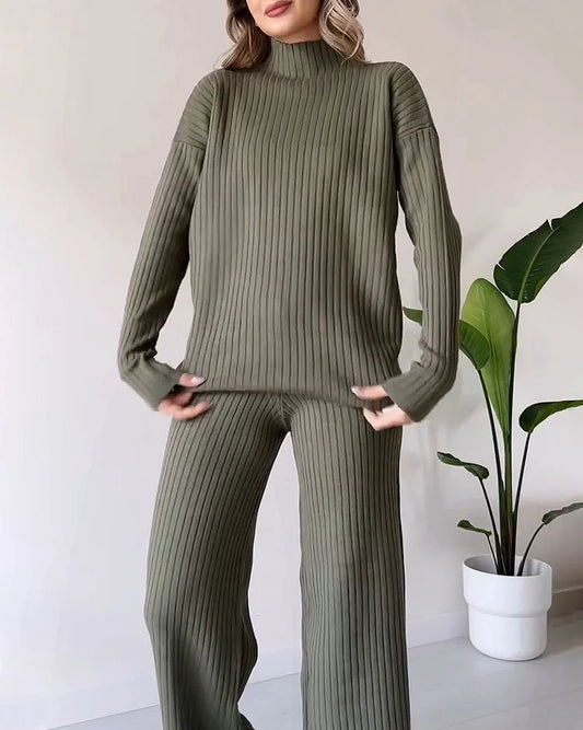 Women Ribbed Knit Lounge Set | Zainab