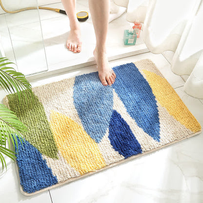 Floor Rug Green Leaf Print Polyester | Cozy Retreat 5