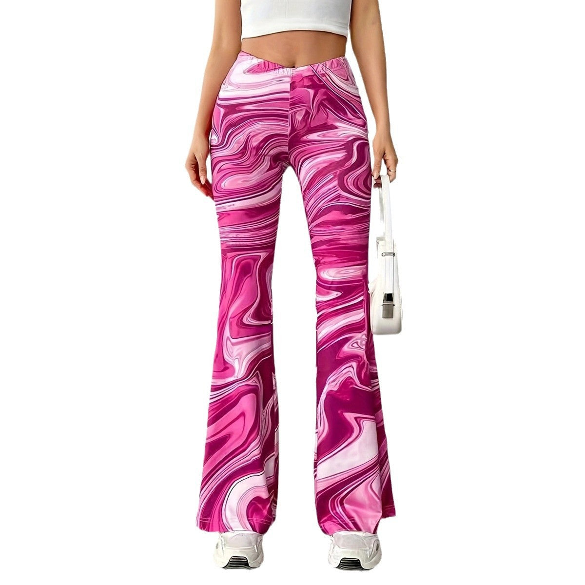 Women Bootcut Pants Hot Pink Polyester | Unique Style-4