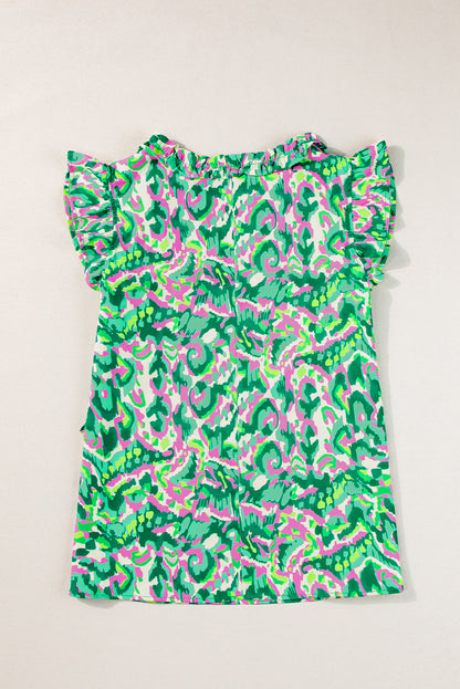 Women Printed Ruffle Sleeve Tank Top | Calindra