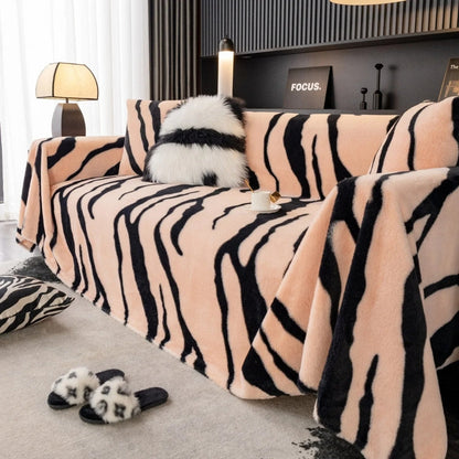 Sofa Cover Zebra Print Fleece | Wild Elegance 5