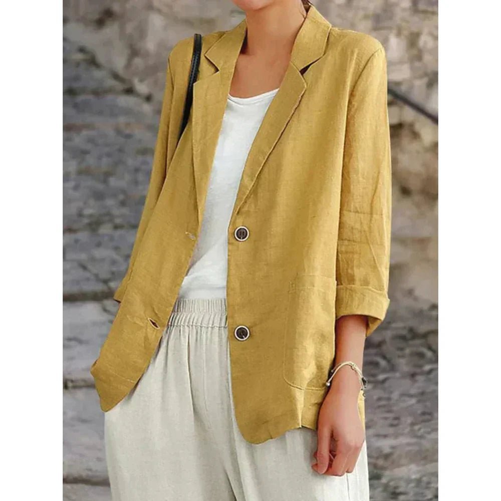 Lightweight Linen Blazer with Rolled Sleeves | Valeria