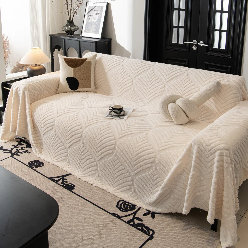 Sofa Cover Herringbone Leaf Design Fleece Non-Slip | Cozy Home 5