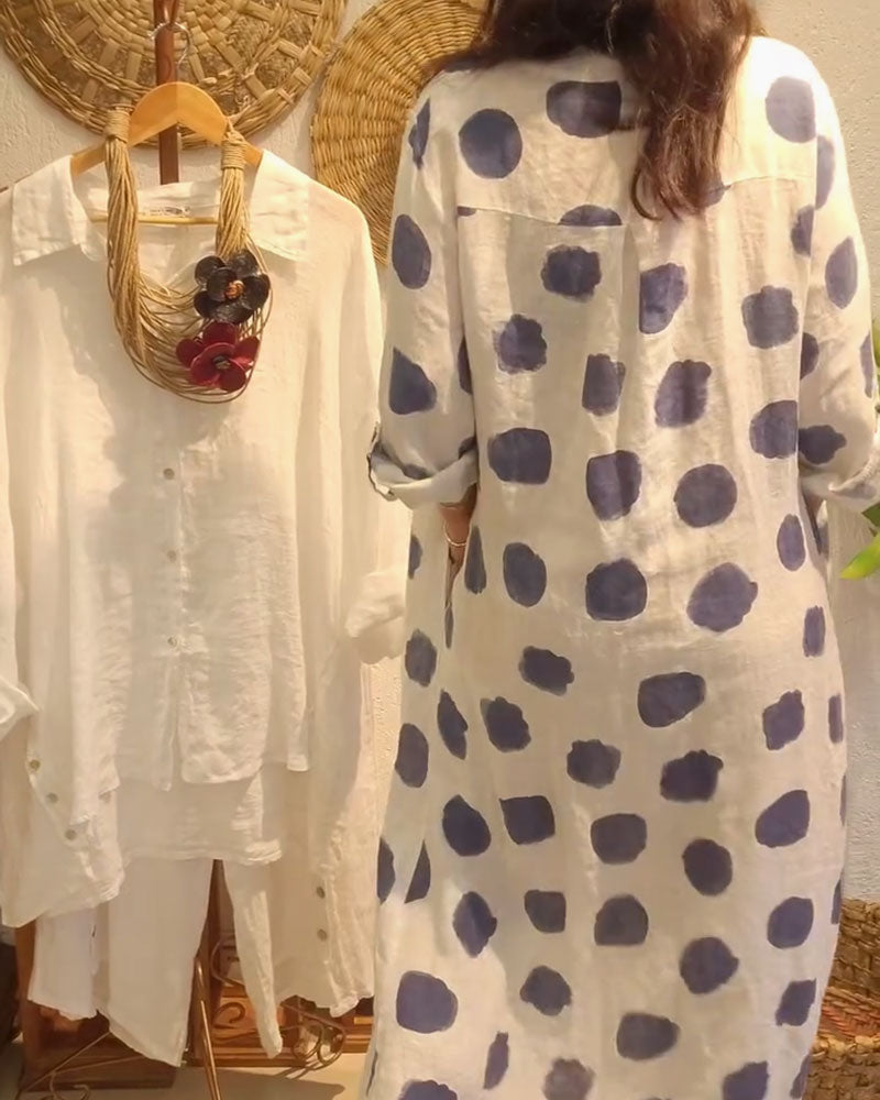 Polka Dot Buttoned Kaftan Dress | Elyra