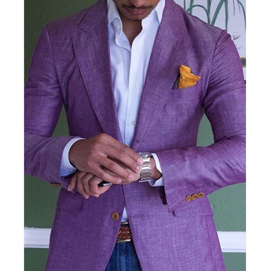Men's Blazer Jacket Purple Polyester | Classic British Style-1