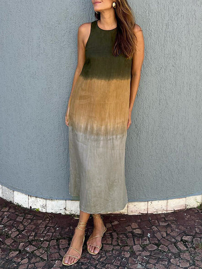 Elegant Sleeveless Gradient Midi Dress | Kelsey