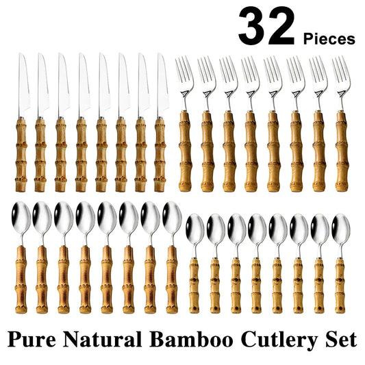 32-Piece Cutlery Set Bamboo | Elegant Dining 1