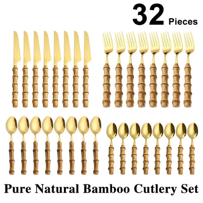 Variant image for 32-Piece Cutlery Set Bamboo | Elegant Dining-2