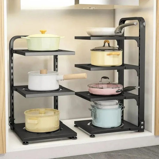 Adjustable Pots and Pans Organizer with Pot Lid Rack – Space-Saving Kitchen Storage Solution for Clutter-Free Cooking 0
