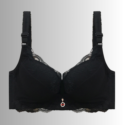 Adjustable Push-Up Bra with Lace and Embroidery