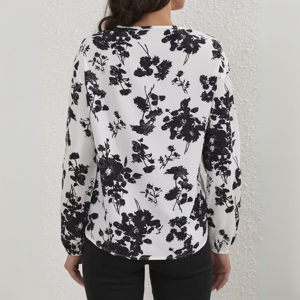 Floral Tie-Neck Blouse | Eugenia