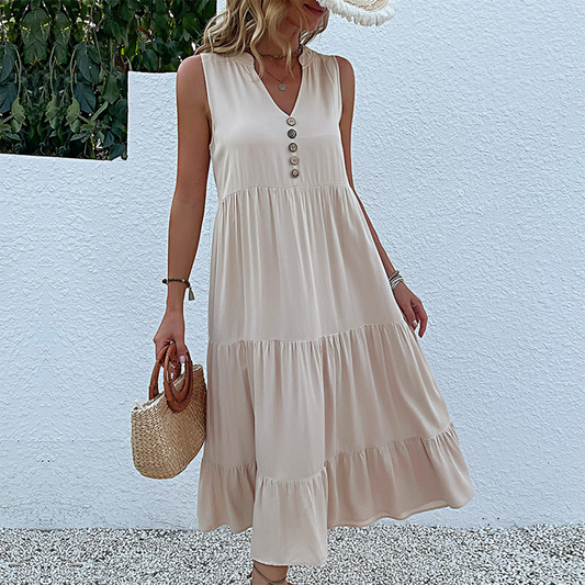 Tiered Sleeveless Midi Dress | Aria