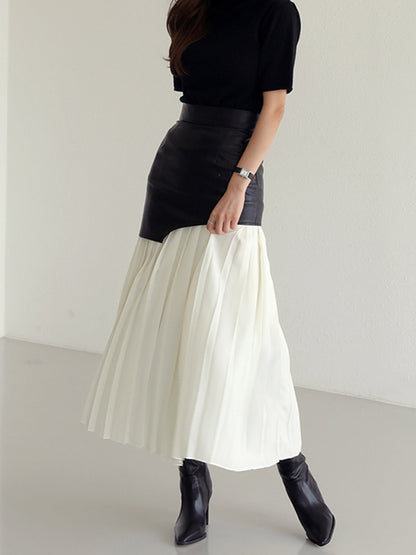 Carrie | Edgy Two-Tone Pleated Skirt