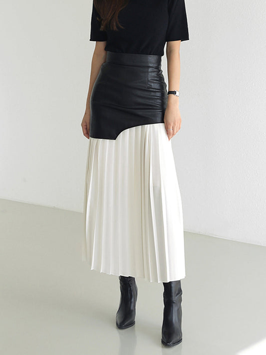 Carrie | Edgy Two-Tone Pleated Skirt