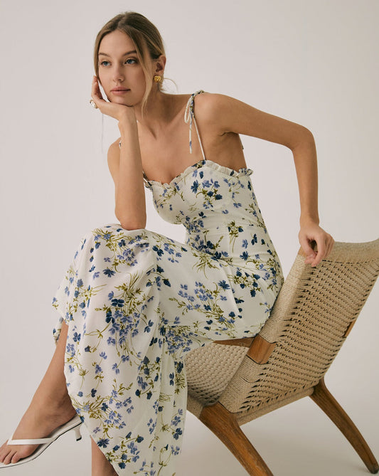 Women Maxi Dress White Polyester | Graziella-1