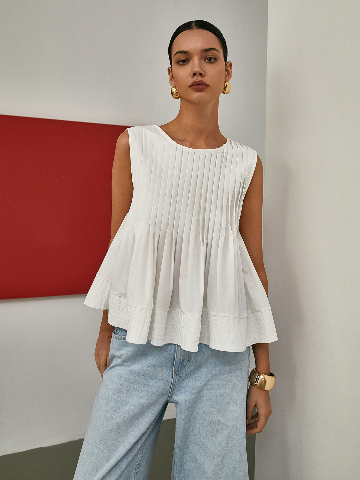 Pleated Peplum Top | Camille