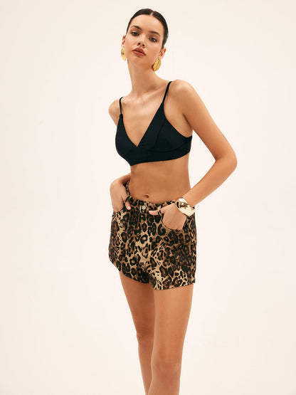 Leopard Print High-Waist Shorts | Lydia