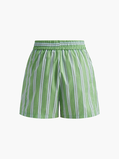 Striped Elastic Waist Shorts | Emma