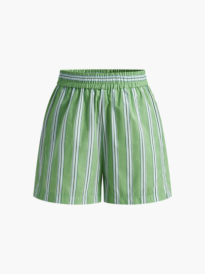 Striped High-Waist Relaxed Shorts | Ariana