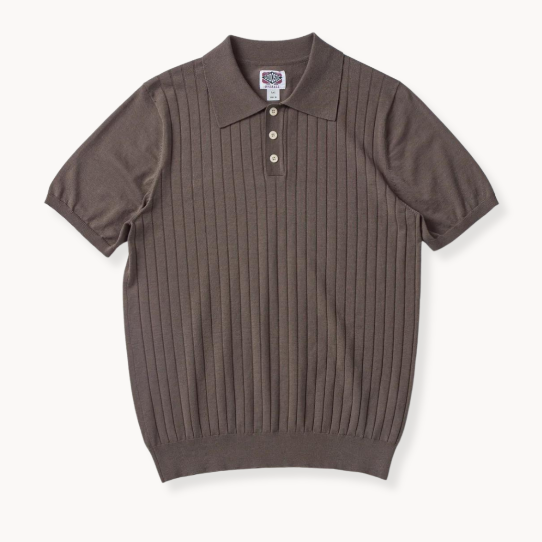 Ribbed Knit Polo Shirt | Stefano