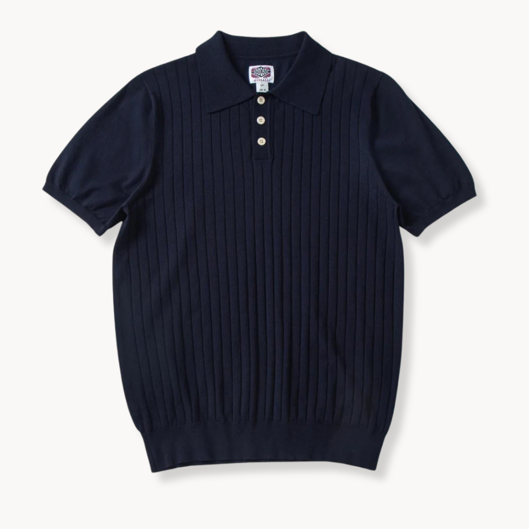 Ribbed Knit Polo Shirt | Stefano