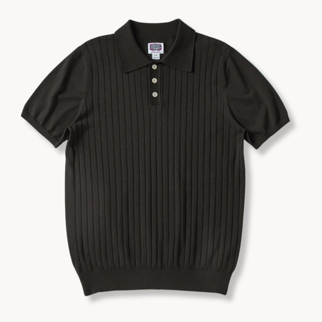 Ribbed Knit Polo Shirt | Stefano