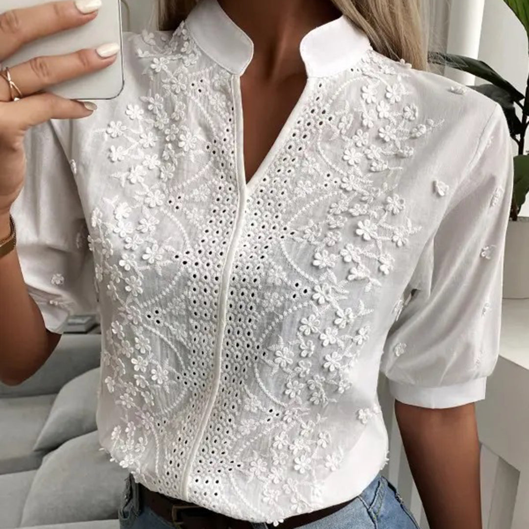 Embroidered Floral Blouse | Christine