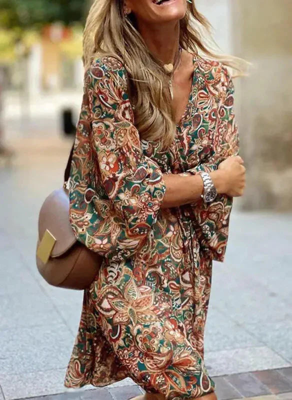 Women Boho Mini Dress Lightweight | Izza-2