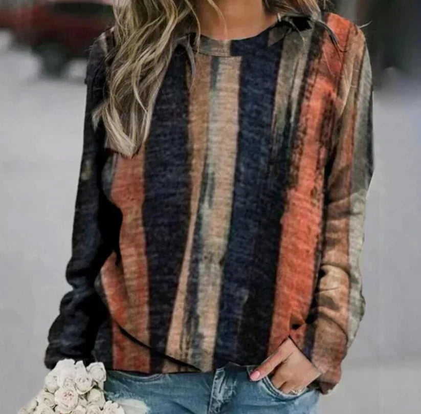 Women Knit Sweater Abstract Print Soft Fabric | Klothilde-5