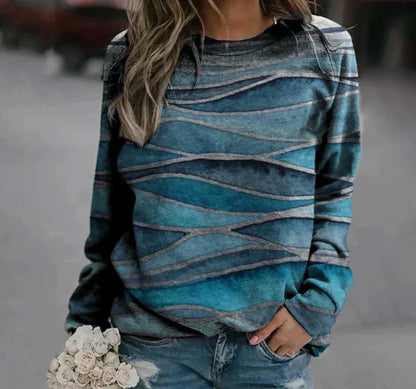 Women Knit Sweater Abstract Print Soft Fabric | Klothilde-3