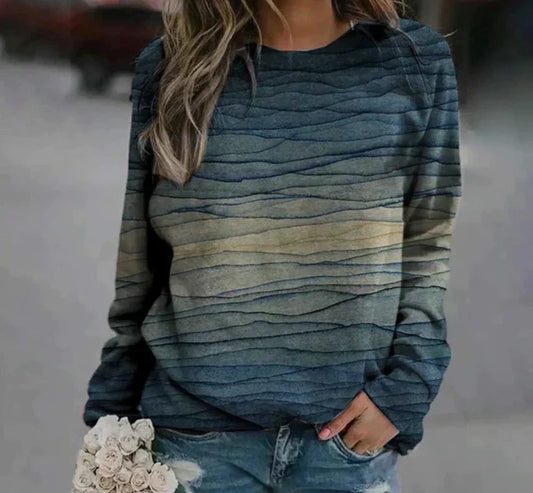 Women Knit Sweater Abstract Print Soft Fabric | Klothilde-1