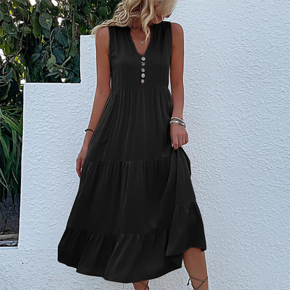 Tiered Sleeveless Midi Dress | Aria