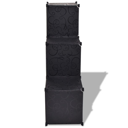 Black 6-Cube Storage Organizer with Stepped Design - Versatile Shoe Rack and Bookshelf for Home Storage 2