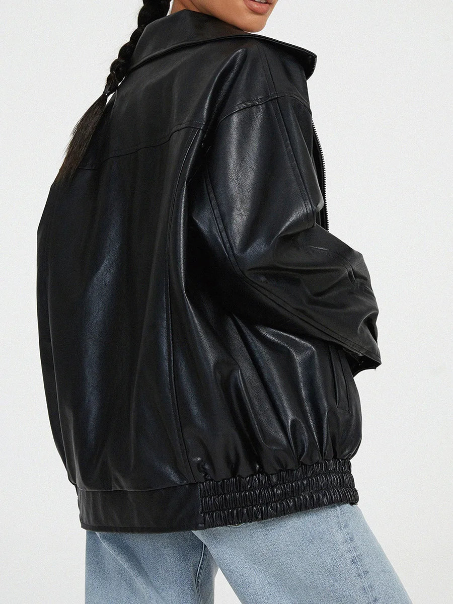 Women Oversized Zip Bomber Jacket Zara