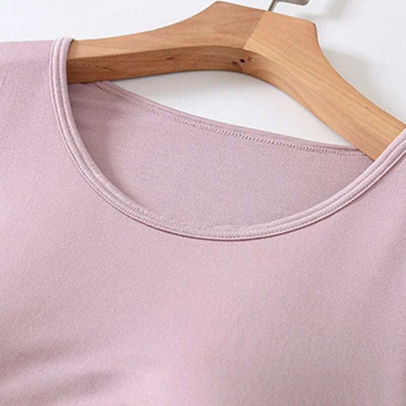 Built-In Bra Scoop Neck Tee | Lila