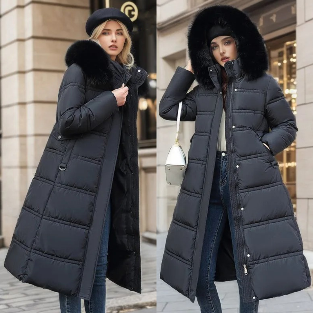 Luxury Fur-Collar Long Puffer Coat | Kamilah