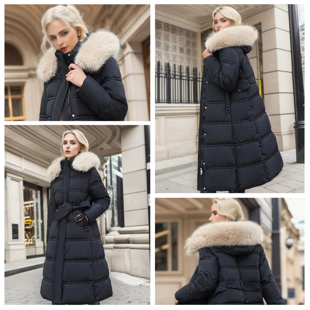 Luxury Fur-Collar Long Puffer Coat | Kamilah