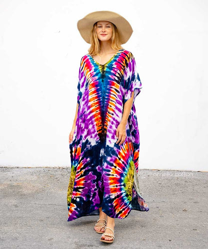 Bohemian Maxi Dress with Beaded Tribal Neckline | Salve