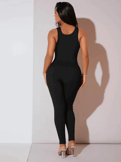 Women One Piece Coverall Black Polyester | Calliope-3