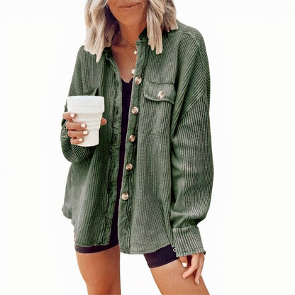Women Oversized Button-Up Shirt Jacket | Fanette